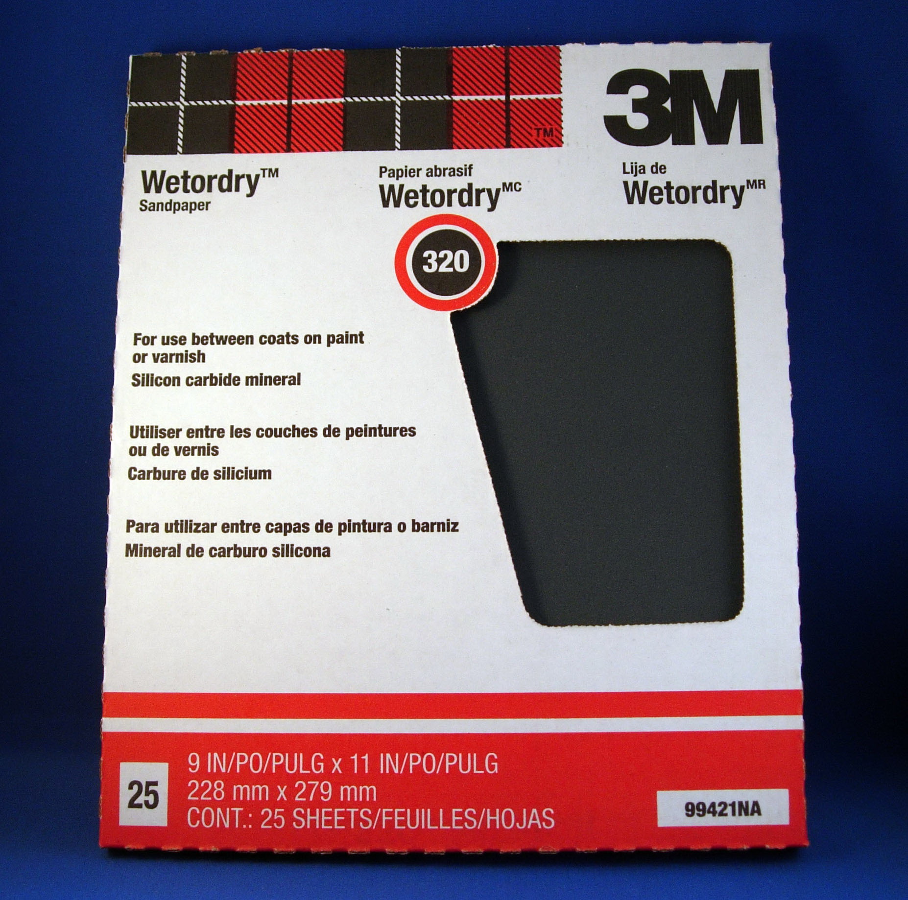 3M Sandpaper -9''x11'' Wetordry #320