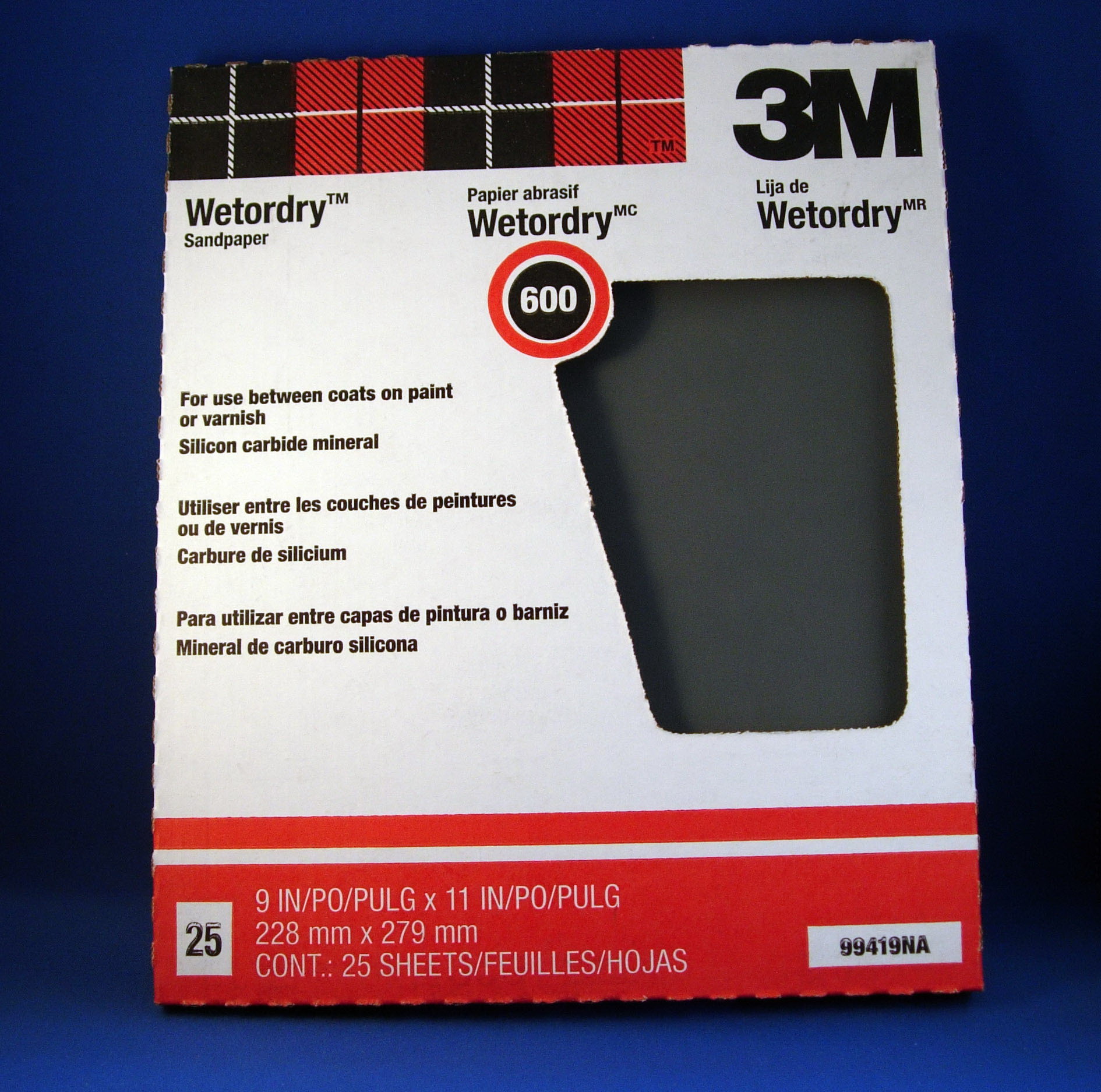 3M Sandpaper -9''x11'' Wetordry #600