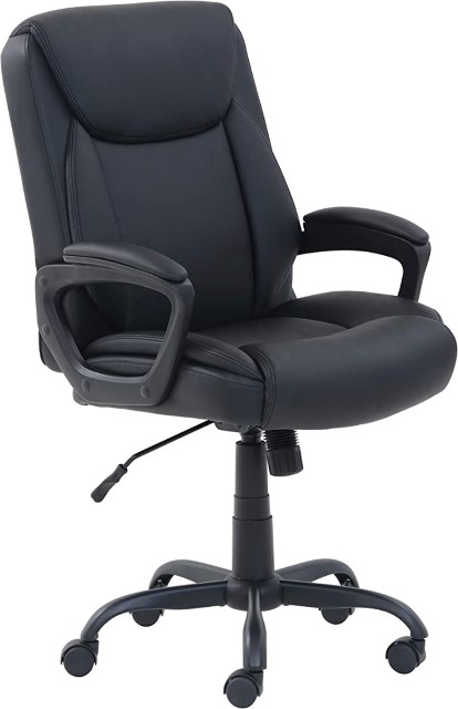 Classic padded Mid-Back Office Chair with Armrests, Black
