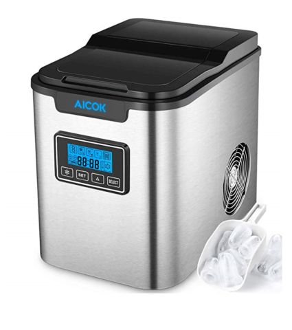 Portable Countertop Ice Maker, Stainless Steel, Digital LCD
