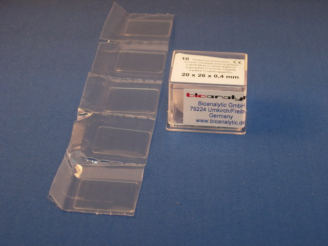 Hemacytometer Cover Slips 20x26, 10 pack