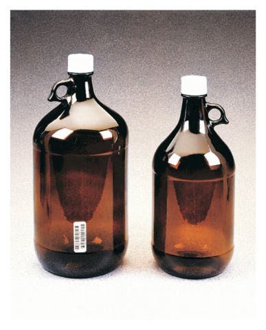 Boston Round Narrow-Mouth Amber Jugs with Closure, 4L