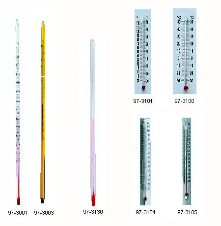 Red-Filled Thermometers, w/ Plastic Back, Dual
