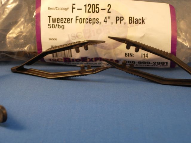 Disposable Tweezer Forceps, 4 inch, Black