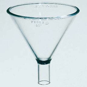 Funnel, Short stem, Glass, 100 mm