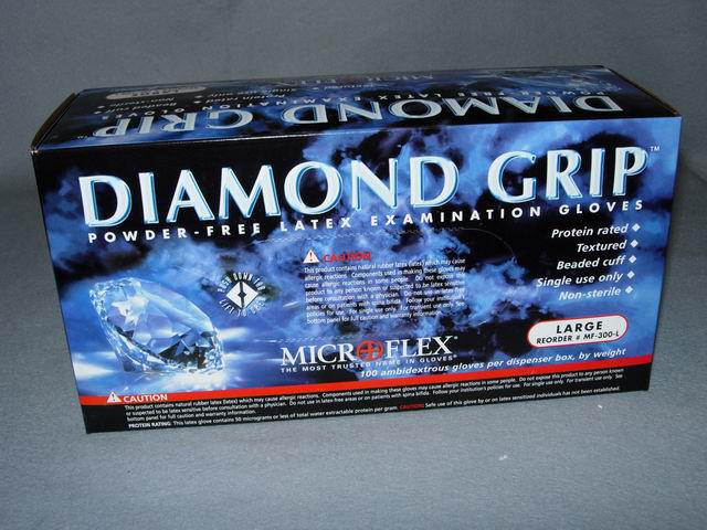 Gloves, Diamond Grip Latex (powder free) -  Large