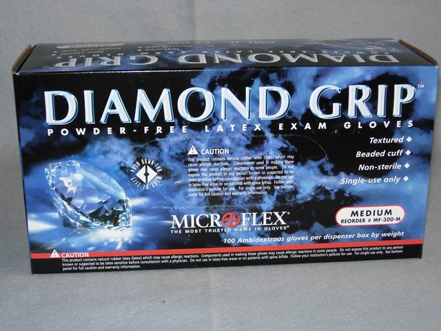 Gloves, Diamond Grip Latex (powder free) -  Medium
