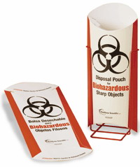 Biohazard Disposal Pouch, 10-mil thick paperboard