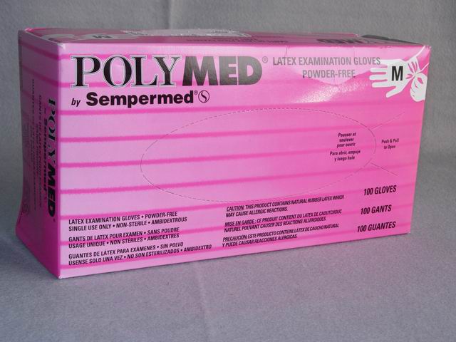 Polymed Powder-free Latex/Copolymer Textured Exam Gloves - XSmall