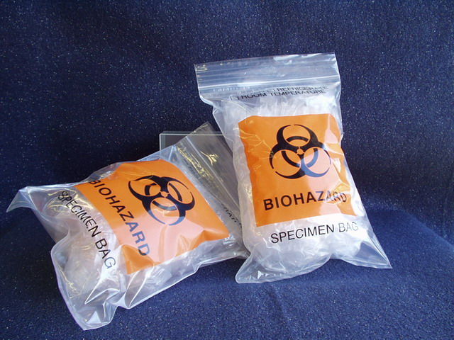 Biohazard Specimen Transport Bag, Double Pocket (6''x9'')