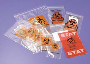 Biohazard Specimen Transport Bag, Double Pocket (6''x9'') with scoreline