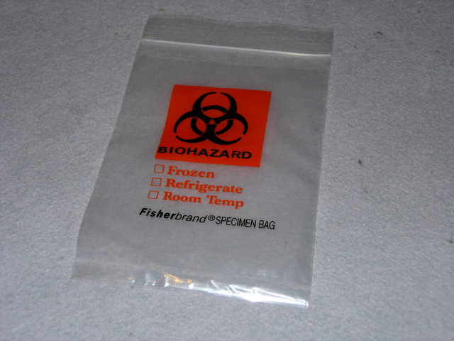 Biohazard Specimen Transport Bag, Double Pocket (4'' x 6'')