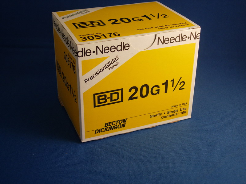 Syringe needle, Hypodermic - 20Gx 1½''