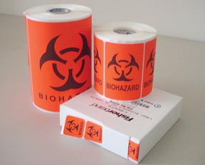 Biohazard Labels 1'' x 1'' inches