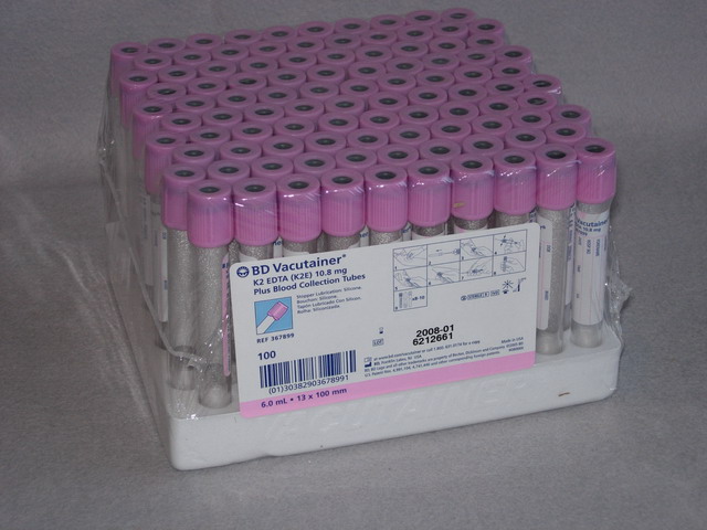 Vacutainer, Pink EDTA - 6 mL