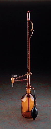 Amber Burets, Automatic Self-Zeroing, Class A, Glass Stopcock, 25 mL