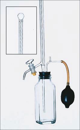 Automatic Buret with Stopcock, 25 mL capacity, 500 ml reservoir (amber)