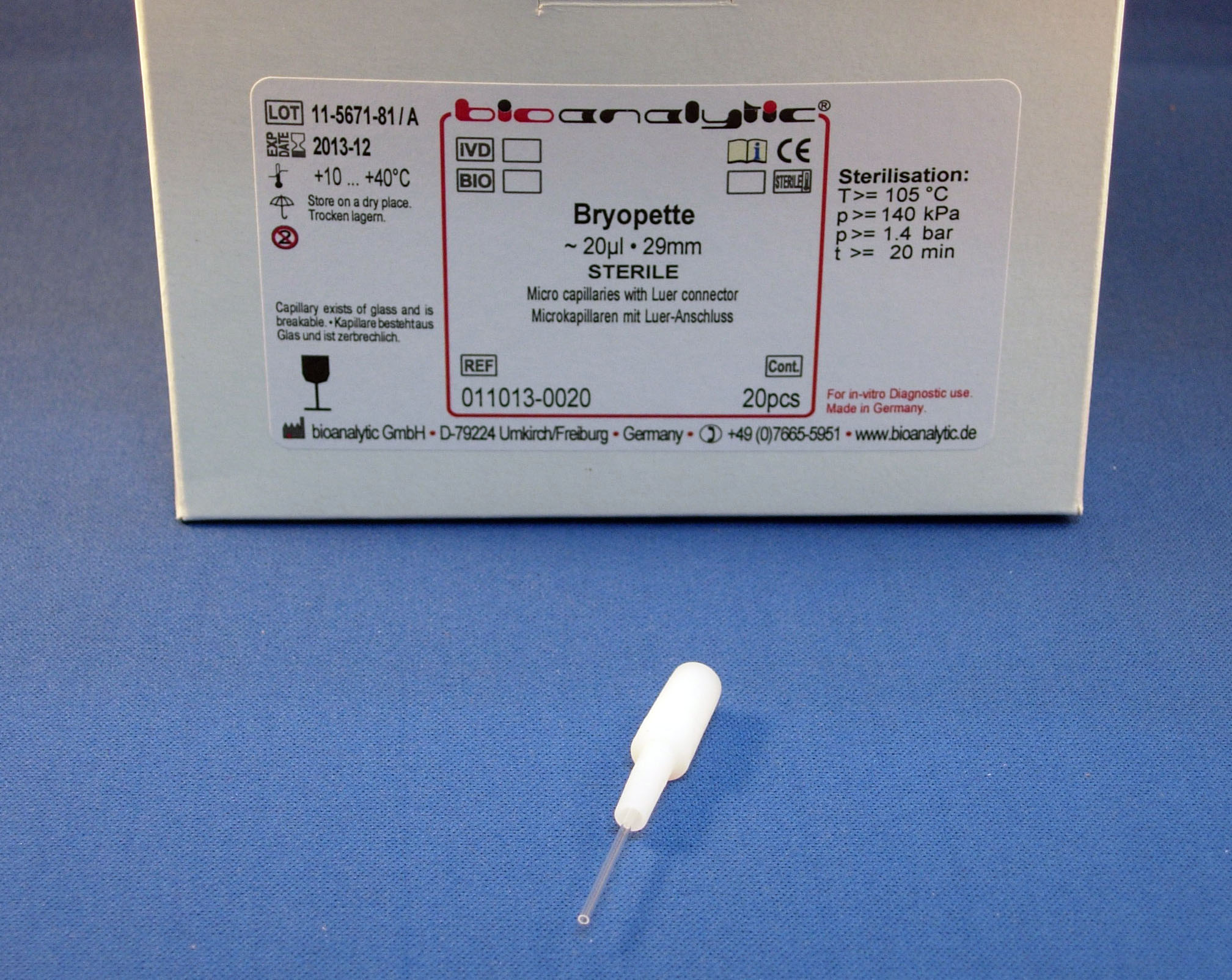 Bryopette 20l, sterile, single blister, 100 pack