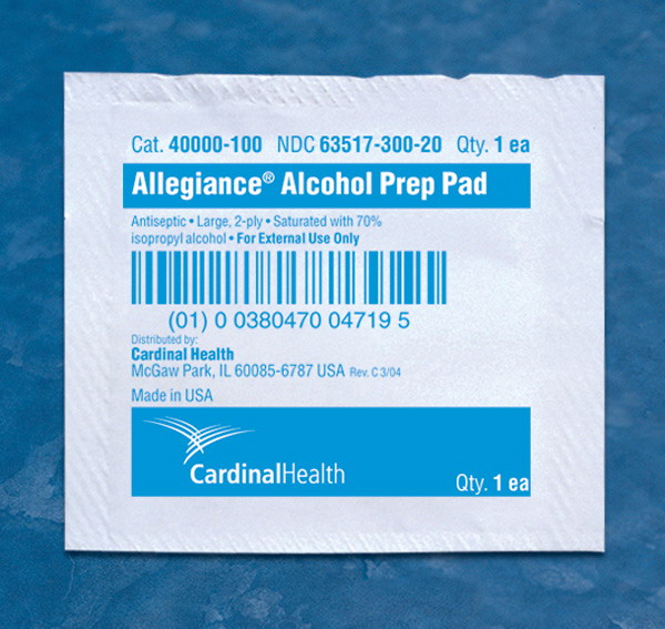Alcohol-Treated Prep Pads, Medium Nonsterile