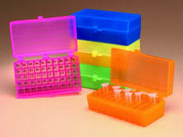 50-Well Hinged Storage Box, assorted colors