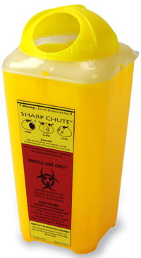 Sharp Chute Disposable Sharps Container, 1.5qt/1.4L Yellow