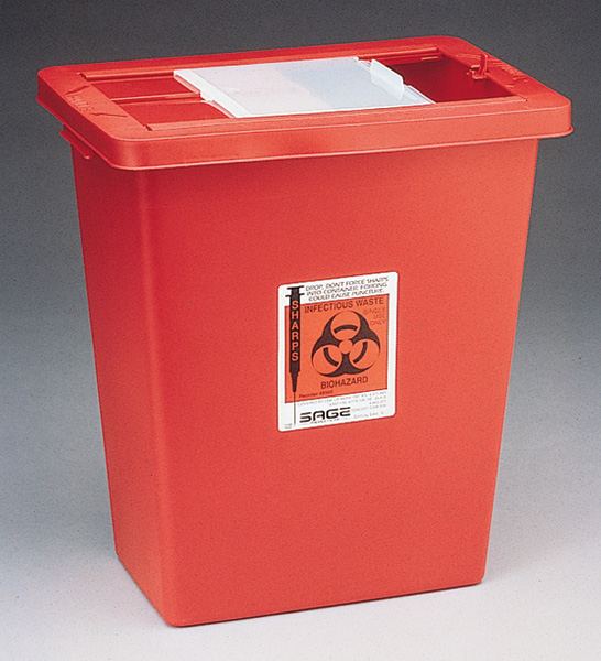 12 Gallon Sharps Container - Red with Hinge