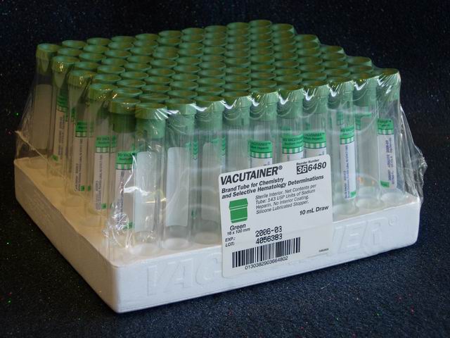 Vac.tube w/Lithium Heparin - Green Top ( 10 mL.)