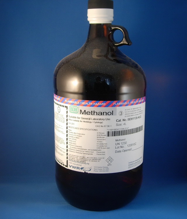 Methanol, ACS Grade, 99.8% min. - 4 L.
